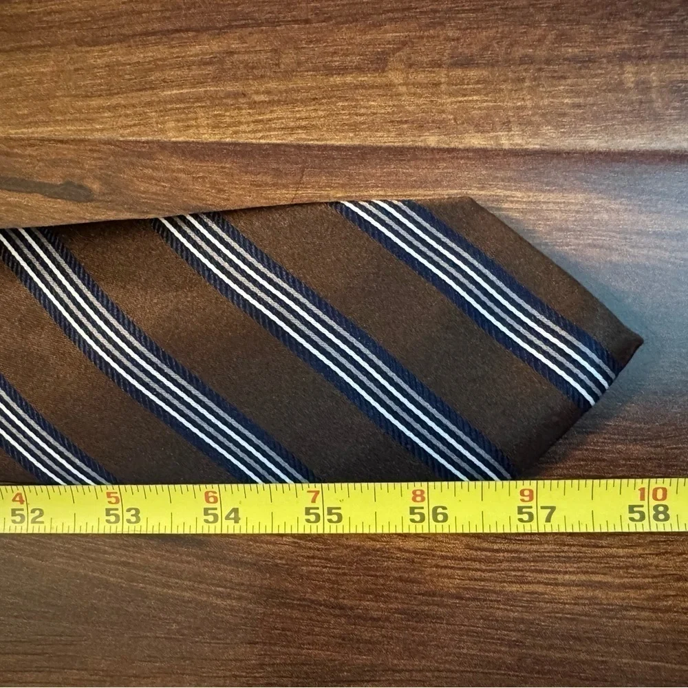 BANANA REPUBLIC 100% Silk Brown Striped Repp Necktie